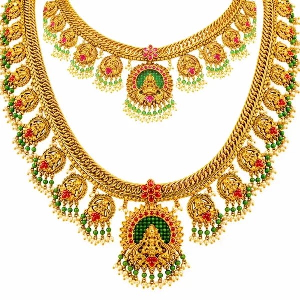 Muthu_Pachi_Swarna_Haar_Combo_Necklace_Set_Gold_Plated_Temple_J_836n_Red