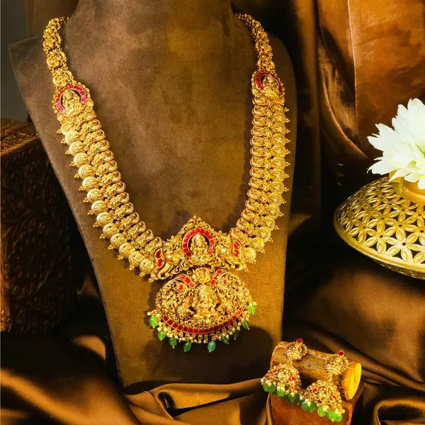 Swarna_Kodi_Navaratna_Kanti_Long_Necklace_Set_Gold_Plated_Temple_J_1044_Red