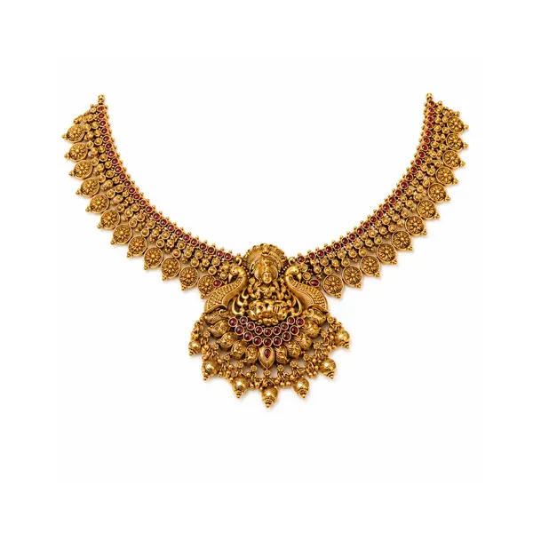 Swarna_Kamalam_Manga_Haar_Short_Necklace_Set_Gold_Plated_Temple_K_1893_Red
