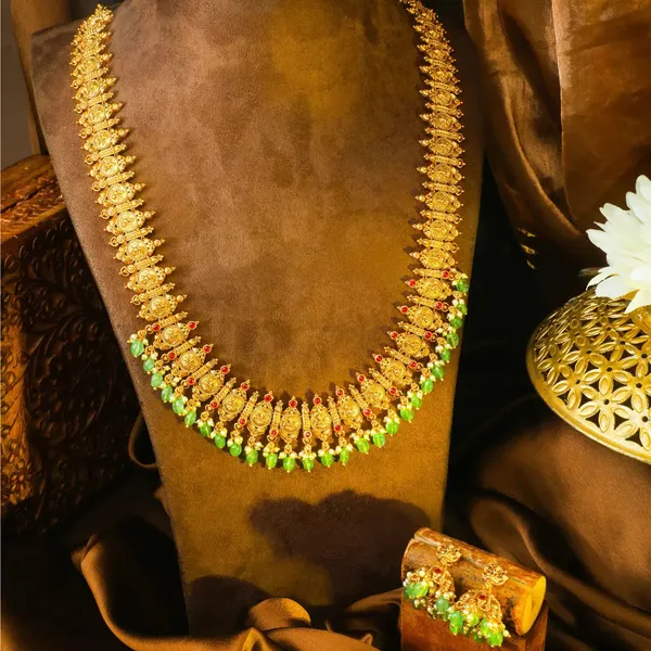 Pachi_Navaratna_Swarna_Kanti_Long_Necklace_Set_Gold_Plated_Temple_J_1030_Red