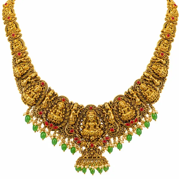 Swarna_Navaratna_Antique_Mala_Combo_Necklace_Set_Gold_Plated_Temple_J_1013n_Red