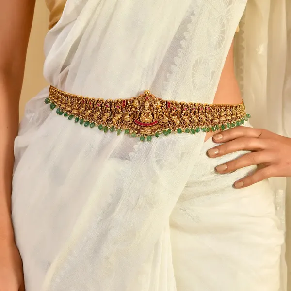 Pachi_Swarna_Navaratna_Kamarpatta_Gold_Plated_Temple_Waist_Belt_J_846_Red