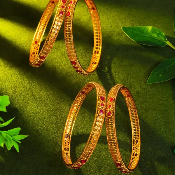 Ratna_Jali_Kankana_Paired_Bangle_Gold_Plated_Temple_Jewellery_V_868_Red_Pack_Of_4