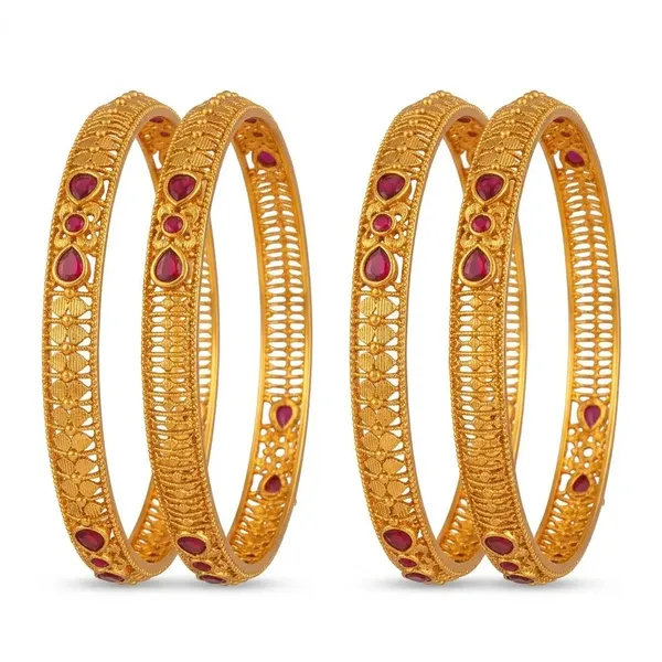 Ratna_Jali_Kankana_Paired_Bangle_Gold_Plated_Temple_Jewellery_V_868_Green_Pack_Of_2