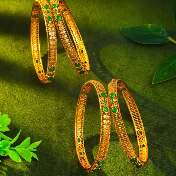 Ratna_Jali_Kankana_Paired_Bangle_Gold_Plated_Temple_Jewellery_V_868_Green_Pack_Of_2