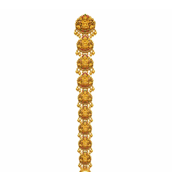 Antique_Gold_Finish_Temple_Inspired_Lakshmi_Hair_Choti_V_2094_Red
