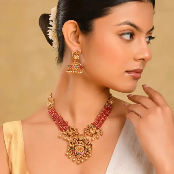 Lakshmi_Peacock_Combo_Necklace_Set_K_1601n_Gold_Red