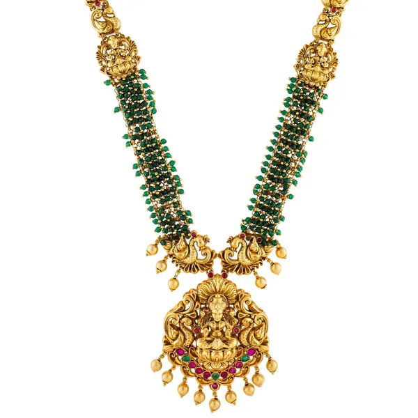 Lakshmi_Peacock_Long_Necklace_Set_K_1601_Gold_Red