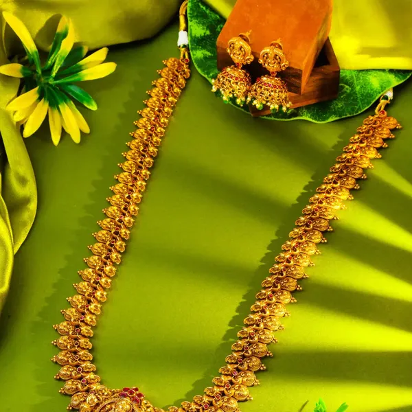 1_Gram_Gold_Combo_Necklace_Set_Lakshmi_Bridal_Jewellery_Set_K_138n_Red