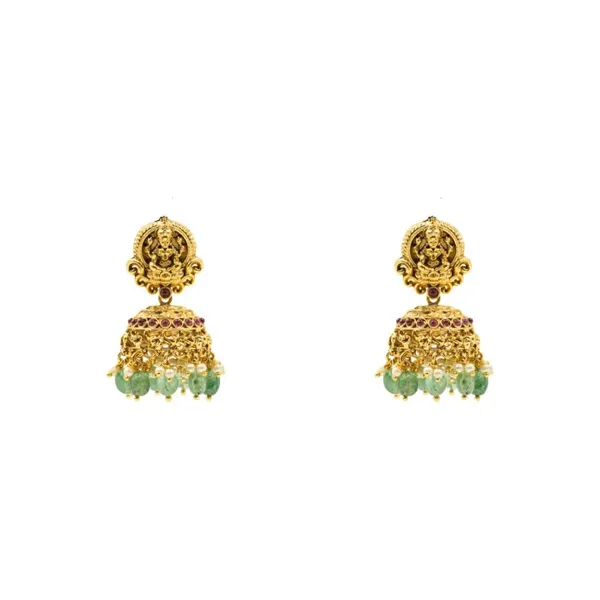 1_Gram_Gold_Temple_Necklace_Set_Lakshmi_Elephant_Short_Necklace_V_138_Green