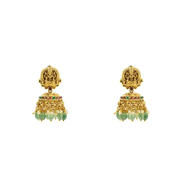 1_Gram_Gold_Temple_Necklace_Set_Lakshmi_Elephant_Short_Necklace_V_138_Green