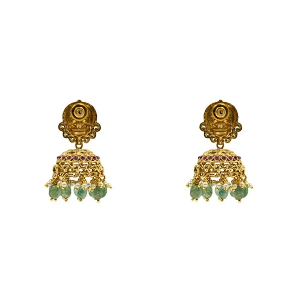 1_Gram_Gold_Temple_Necklace_Set_Lakshmi_Elephant_Short_Necklace_V_138_Green