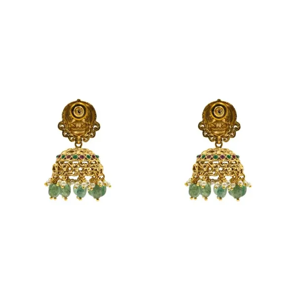 1_Gram_Gold_Temple_Necklace_Set_Lakshmi_Elephant_Short_Necklace_V_138_Green