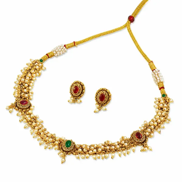Classic_South_Temple_Short_Necklace_Set_Ruby_Emerald_Pearl_Detailing_T_38_Gold_Green
