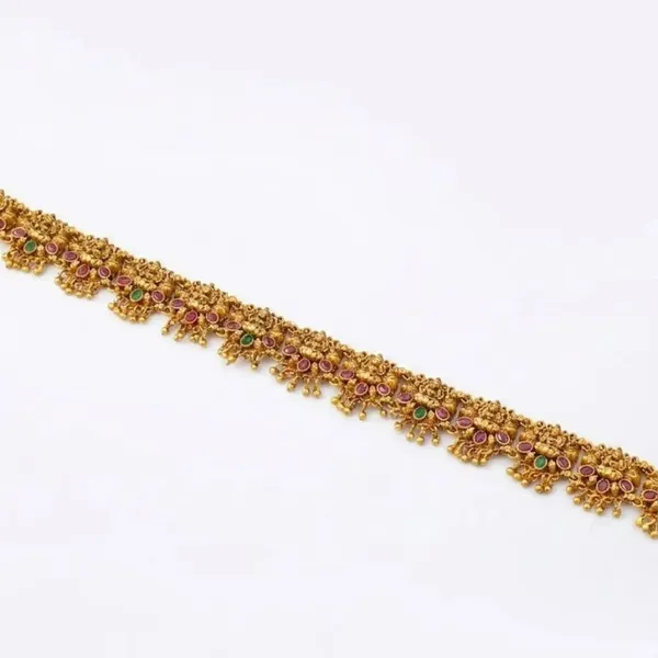 1_Gram_Gold_Kamarband_Vaddanam_Ruby_Floral_Link_Waist_Chain_T_21_Green