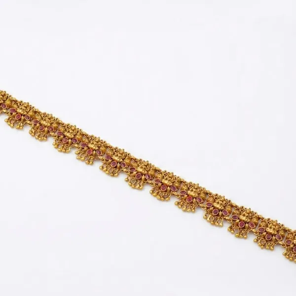 1_Gram_Gold_Kamarband_Vaddanam_Ruby_Floral_Link_Waist_Chain_T_21_Green