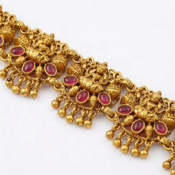 1_Gram_Gold_Kamarband_Vaddanam_Ruby_Floral_Link_Waist_Chain_T_21_Green