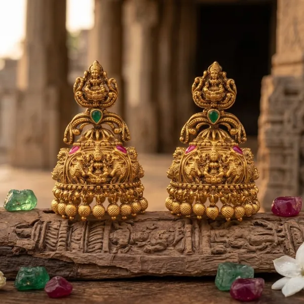 Padmasana_Jhumka_Gold_Plated_Lotus_Temple_Earrings_For_Women_J_609_Gold_Green