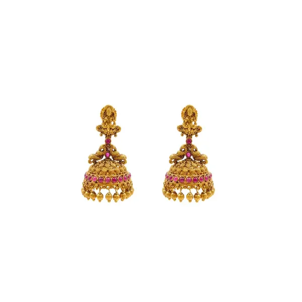 1_Gram_Gold_Jhumka_Earrings_Lakshmi_Peacock_Temple_Design_R_2110_Red