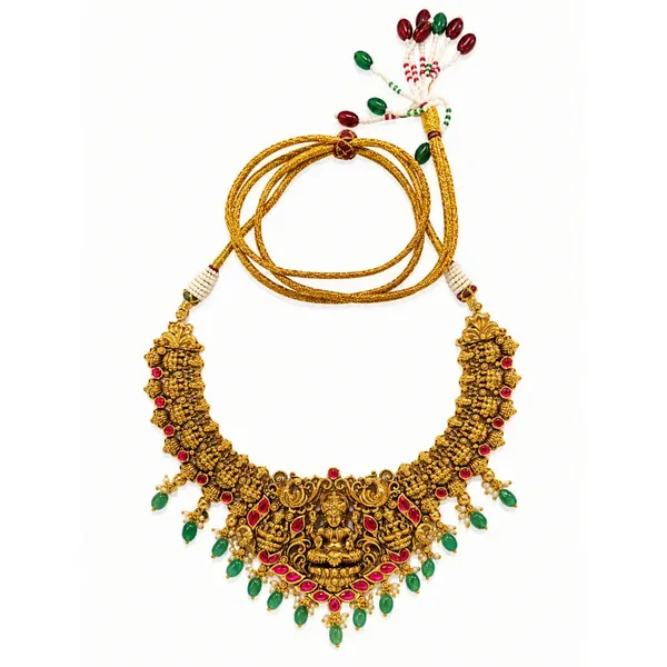 Lakshmi_Kemp_Temple_Jewellery_Short_Necklace_Set_K_1190_Red