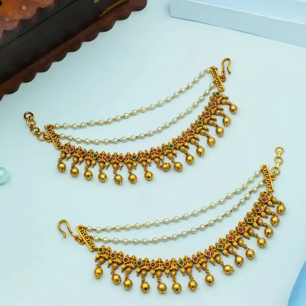 Luxury_Bridal_Gold_Plated_Ear_Chain_N_746_Green