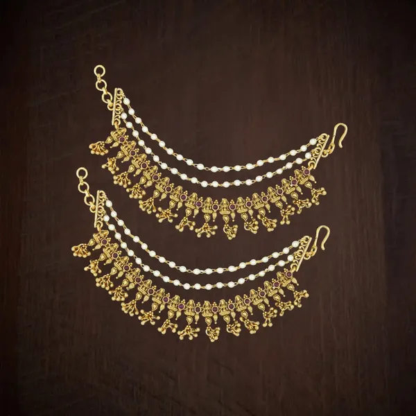 Luxury_Bridal_Gold_Plated_Ear_Chain_N_746_Green