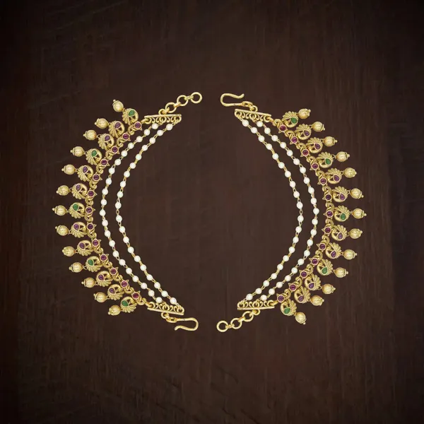 Royal_Look_Gold_Plated_Ear_Chain_V_1309_Red