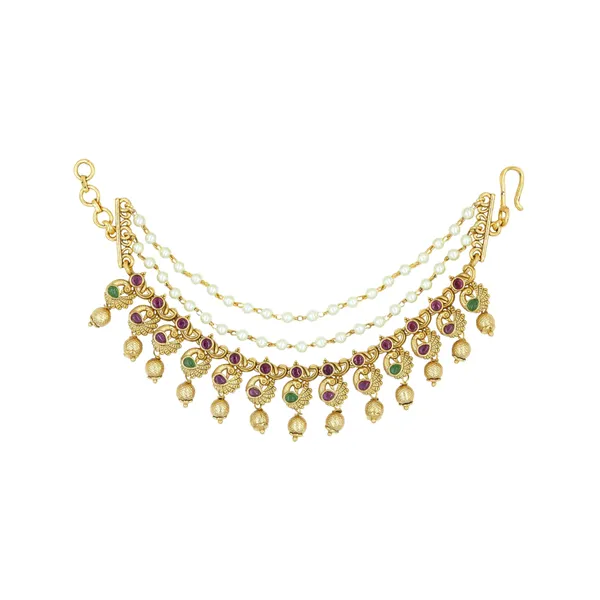 Royal_Look_Gold_Plated_Ear_Chain_V_1309_Red