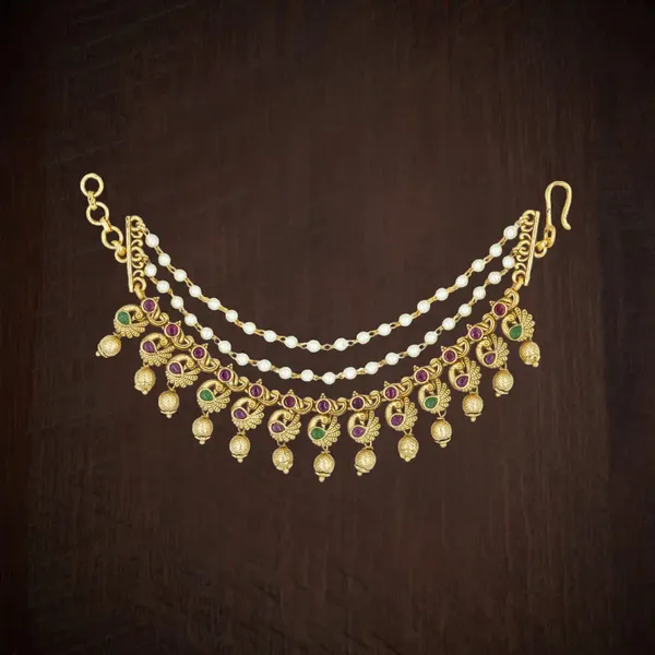 Royal_Look_Gold_Plated_Ear_Chain_V_1309_Red
