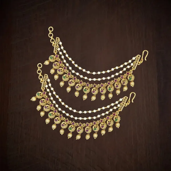 Royal_Look_Gold_Plated_Ear_Chain_V_1309_Red