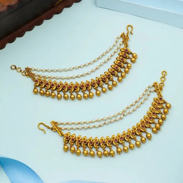 Temple_Heritage_Gold_Plated_Ear_Chain_V_136_Red