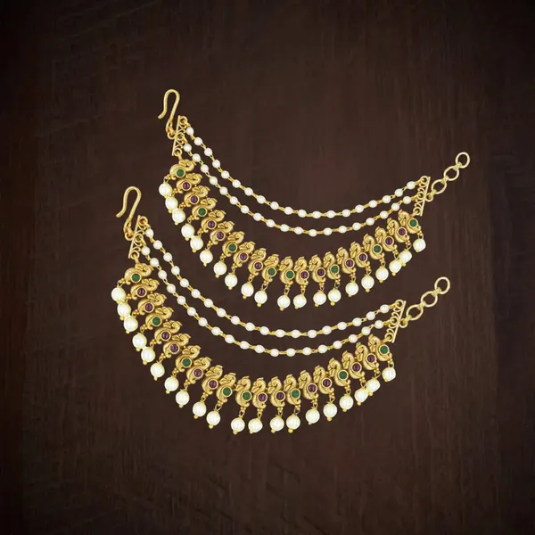 Temple_Heritage_Gold_Plated_Ear_Chain_V_136_Gold_Green