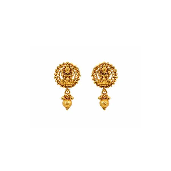 1_Gram_Gold_Pendant_Set_Lakshmi_Chain_With_Matching_Earrings_T_77_A_Gold