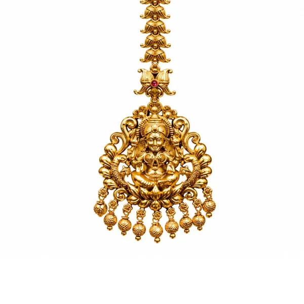 1_Gram_Gold_Maang_Tikka_Long_Chain_Matha_Patti_With_Lakshmi_Charm_R_1313_Red