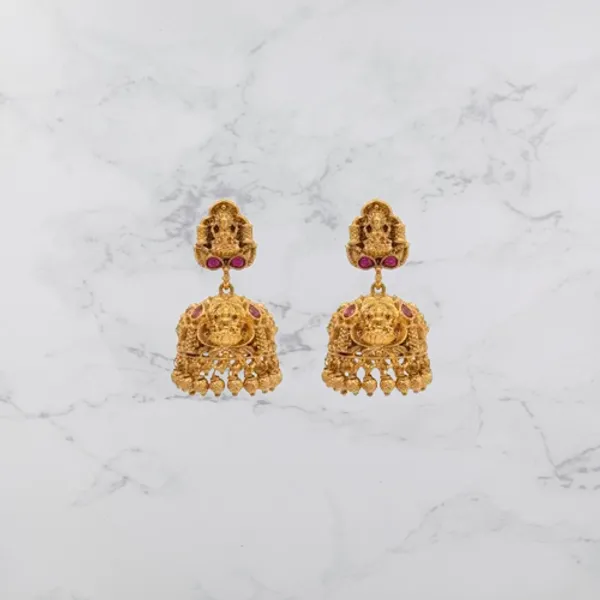Lakshmi_Dual_Temple_Jhumka_Gold_Plated_Ruby_Temple_Earrings_Red
