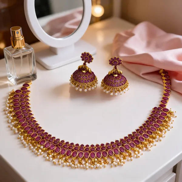 Chitra_Lakshmi_Necklace_Set_Red