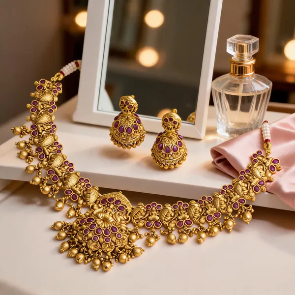 Pratha_Glow_Necklace_Set_Red