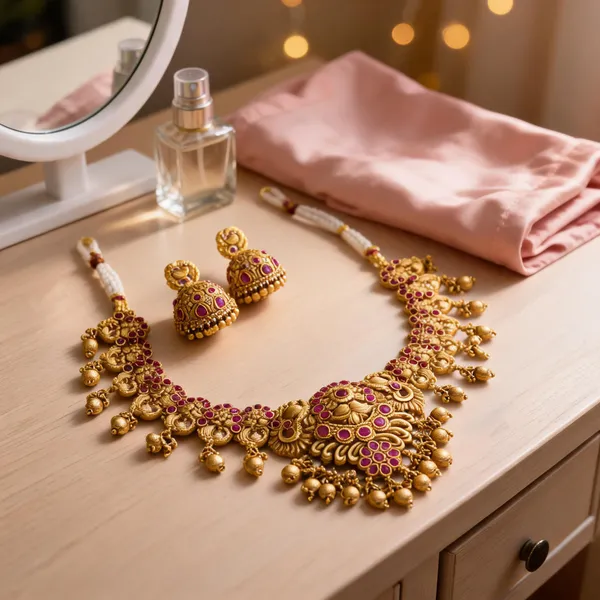 Tejasvi_Temple_Necklace_Set_Red