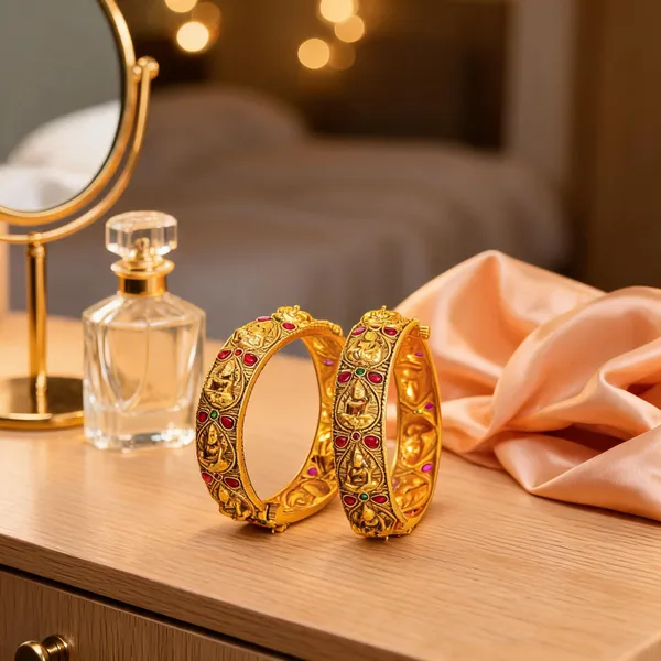 Divine_Lakshmi_Gold_Plated_Bangle_Green