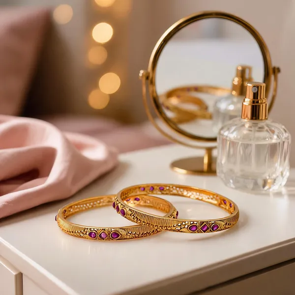 Classic_Gold_Plated_Temple_Bangle_Red_Pack_Of_2