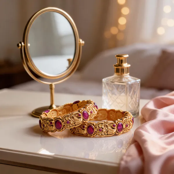 Antique_Heritage_Gold_Plated_Bangle_Red