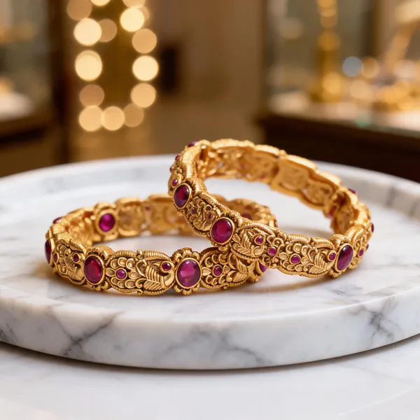 Antique_Heritage_Gold_Plated_Bangle_Red