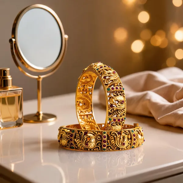 Antique_Peacock_Gold_Plated_Bangle_Green