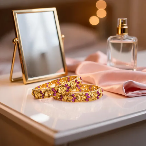 Elegant_Gold_Plated_Temple_Bangle_Red