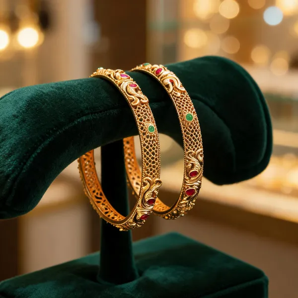 Regal_Peacock_Gold_Plated_Antique_Bangle_Green_Pack_Of_2
