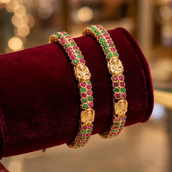 Divine_Lakshmi_Temple_Bangles_In_Gold_Finish_Green_Pack_Of_2