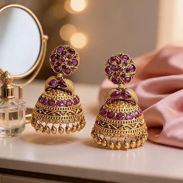 Traditional_Gold_Plated_Jhumka_Red