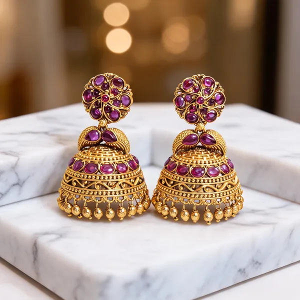 Traditional_Gold_Plated_Jhumka_Red