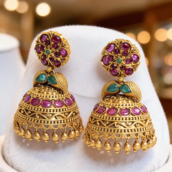Traditional_Gold_Plated_Jhumka_Green