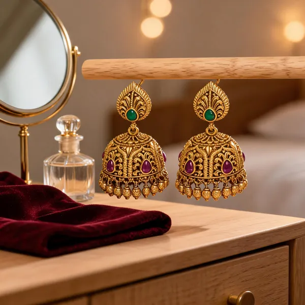 Classic_Ethnic_Jhumka_Green